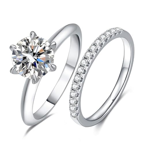 1.5CT Center Moissanite Stackable Engagement Rings Eternity Promise Wedding Ring 925 Sterling Silver Bridal Rings Sets for Women