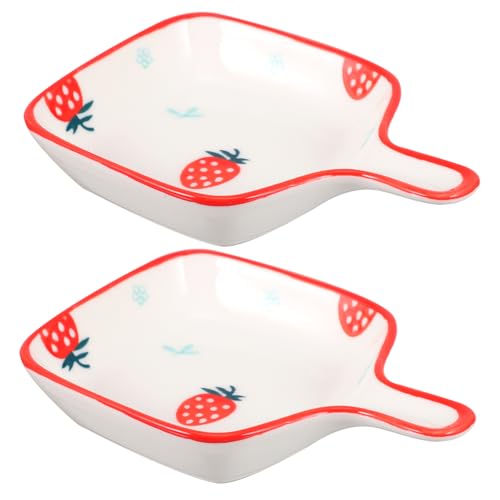 FUNOMOCYA Ceramic Condiment Dish Serving Bowl Snack Food Saucer Seasoning Dish Handle