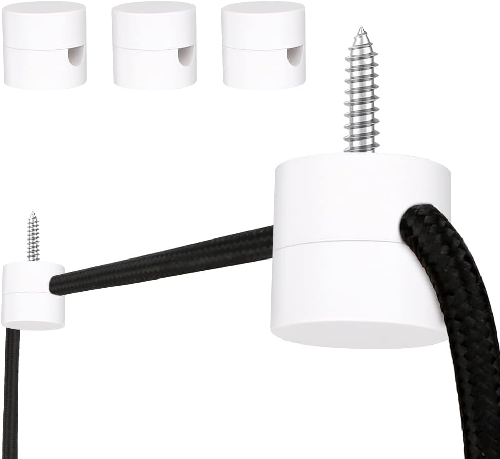 3 Pack Swag Hooks for Ceiling Lights, White Pendant Light Hanging Hooks, DIY Lamp Hanging Electric Wire Cable Cord Chandelier Fixture Hardware