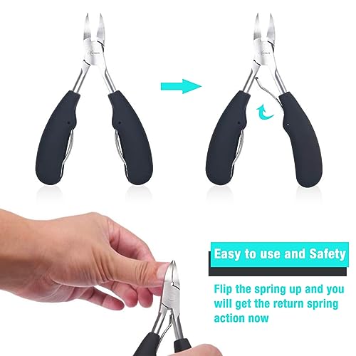 Image of MAYCREATE Toe Nail Clipper for Ingrown or Thick Toenails, Heavy Duty Toenail Trimmer Nail Clipper Pedicure Tool with Long Handle and Soft Grip for Seniors