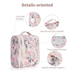 Narwey Trousse de Toilette Suspendue Trousse de Toilette de Voyage pour Femmes Organisateur de Maquillage et de cosmetiques pour Les Essentiels de Vacances Flamingo Beige Petit