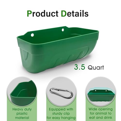 Eggluuz Chicken Feeder Trough, 3.5 Quart Fence Hanging Goat Feeders for Livestock Poultry 6 Pack - Thumbnail 3