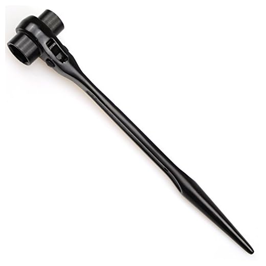 DYWISHKEY 19/22mm Scaffold Podger Ratchet Spanner Site Ratcheting Socket Wrench (Black)