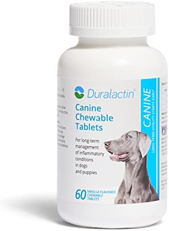 PRN Pharmacal Duralactin Canine Chewable Tablets – Joint Health Supplement for Dogs & Puppies Supports Mobility & Wellness – Tablets Containing Dried Milk Protein – Vanilla Flavor – 60 Canine Chews