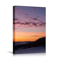 Canvas Wall Art Gradient Sunset on Skyline II Coastal Multicolor Photography Relax/Calm Romantics Sunset - 12x18 inches
