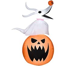 Holiday Gemmy 4 Halloween Inflatable Nightmare Before Christmas Zero Balancing A Pumpkin On His Nose A Sitting On A Scary Pumpkin Indoor/Outdoor Decoration, Multi 23749