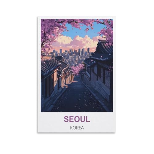 PPNVMKX Affiches murales vintage sur toile pour décoration murale de séoul et de Corée du Sud - 30 x 45 cm