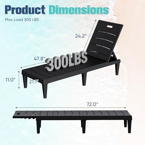 image for Devoko Outdoor Chaise Lounge Chair Set of 2 with 5-Position Adjustable