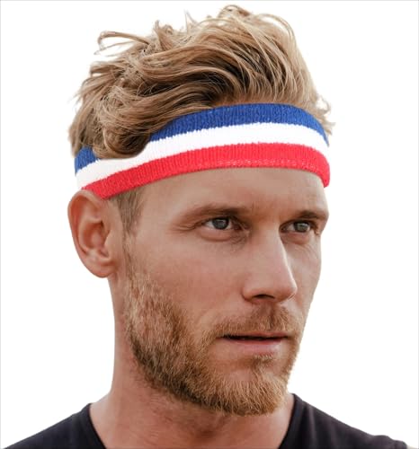 Image of Tough Headwear Terry Cloth Headband - Sweat-Wicking Running Head Band - Basketball Accessories - Headband for Washing Face