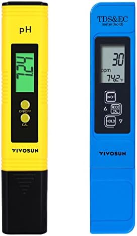 VIVOSUN pH and TDS Meter Combo, 0.05ph High Accuracy Pen Type pH Meter ± 2% Readout Accuracy 3-in-1 TDS EC Temperature Meter for Hydroponics, Household Drinking, and Aquarium, UL Certified