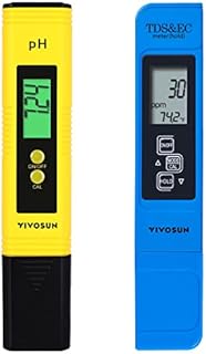 VIVOSUN pH and TDS Meter Combo, 0.05ph High Accuracy Pen Type pH Meter ± 2% Readout Accuracy 3-in-1 TDS EC Temperature Meter for Hydroponics, Household Drinking, and Aquarium, UL Certified