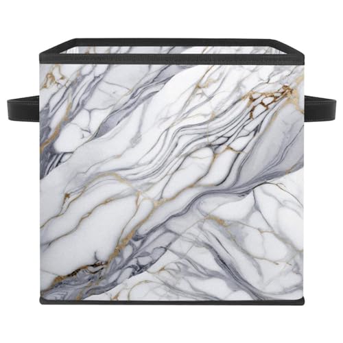 Panier de rangement maison marbre blanc, boîte pliable pour placard durable - 2