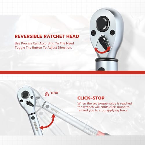 DNA MOTORING Chave de torque de 1,27 cm (1/5.1 cm) Chave de torque para reparos, montagem de manuten
