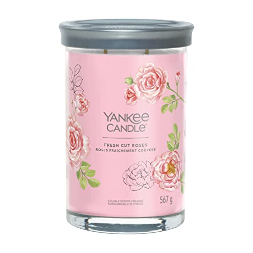 Yankee Candle Signature Duftkerze | große Tumbler-Kerze mit langer Brenndauer „Fresh Cut Roses“ | Soja-Wachs-Mix | Perfekte Geschenke für Frauen