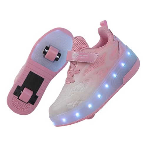 Viaoragiosa Zapatillas Ruedas,Zapatillas Deportivas con Ruedas,Zapatos con Ruedas Y Led,Carga USB,con Dos Ruedas,Rueda Trasera AutomáTica,Transpirable,para CumpleañOs