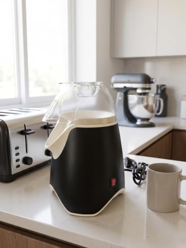 Image of Aluminum Popcorn Making Machine and Use Electric Big Popcorn Machine Automatic Household Electric Instant Popcorn Maker Stylish Design (Black Popcorn Maker)
