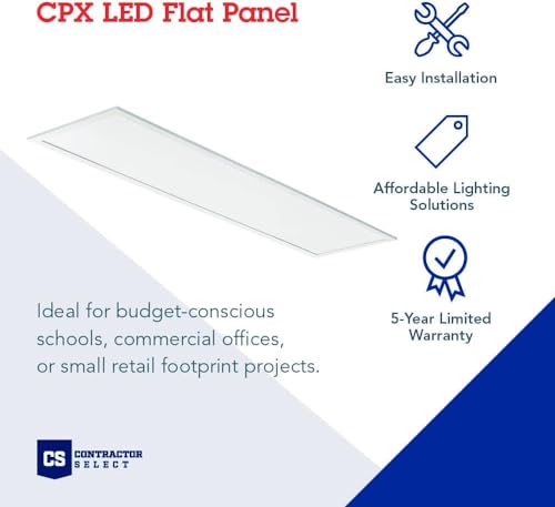 Image of Lithonia Lighting CPX 1x4 LED Flat Panel Light, 1 Ft. x 4 Ft. LED Light Panel, Ceiling Lighting Fixture, 2500 /3200 /4000 Adjustable Lumens, 3500K /4000K /5000K Switchable CCT, Smooth Satin Lens, White