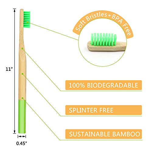 image for AxPower Bamboo Toothbrush Biodegradable Eco-Friendly Natural Wooden Co