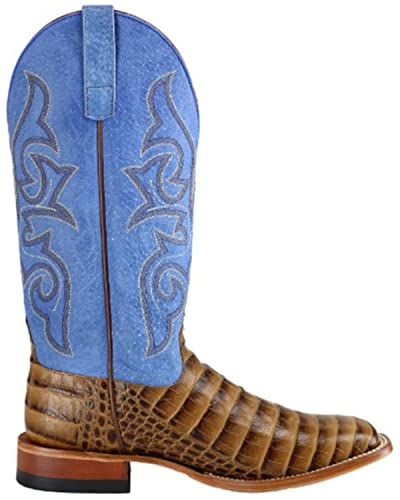 Horse Power Men's Toasted Caiman Print Western Boot Square Toe Tan2