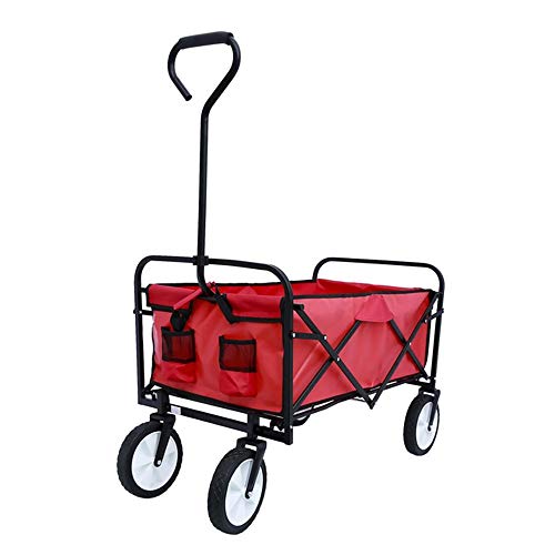 Chariot de jardin pliant à quatre roues et grande capacité de chargement noir