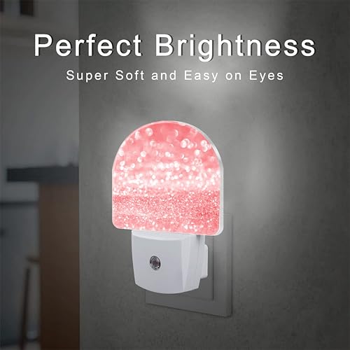 Image of Pink Gold Glitter Night Light, Rose Pink Sparkle Shine Dusk to Dawn Night Light Plug in,0.5w Energy Saving Sleep Friendly NightLight for Kids Boys Girls Home Decor