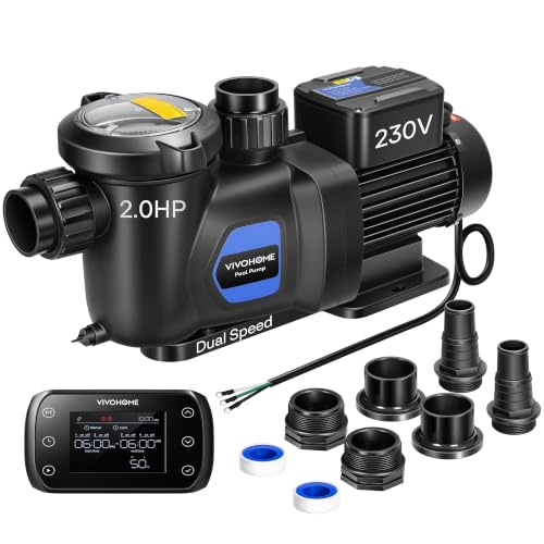 VIVOHOME 2.0HP Pool Pump Dual Speed with Remote Timer 230V