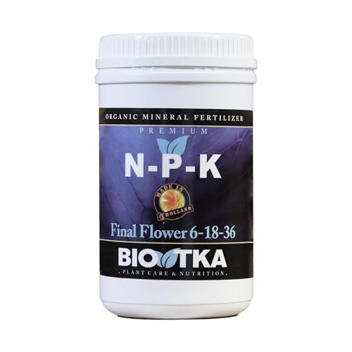 BIOTKA Solución de fertilizantes NPK de para salud completa de la planta | Fertilizante universal para frutas de verduras Palma y orquídeas | Fertilizante de granulos para hidroponía (1kg) NPK 6-18-36