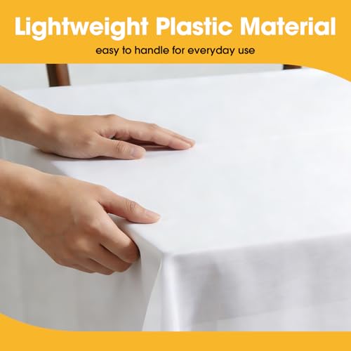 Image of Niuara White Plastic Table Cover Roll - 54IN x 100FT, Table Cloth for Rectangle Table with Slide Cutter, Plastic Table Cloth Disposable with Cut-to-Size Design for Weddings, Banquets, Parties