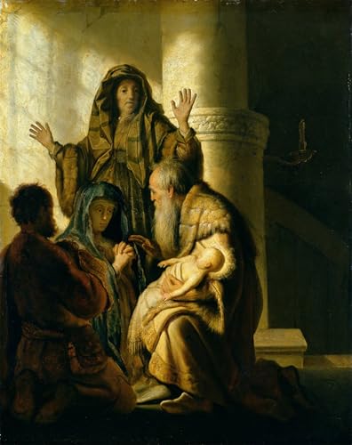 Impression toile Rembrandt Siméon et Anne Temple affiche art chic