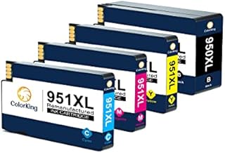 ColorKing Remanufactured 950XL 951XL Ink Cartridges Replacement for HP 950XL 951XL Combo Pack for HP Officejet Pro 8600 ink 8610 8620 8100 8615 8616 8625 8630 (1 Black, 1 Cyan, 1 Magenta , 1 Yellow)
