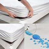 BUYMAX Juego de 2 Fundas de colchón Impermeables 90x200 cm Sábanas Ajustables sin Ruido Protector de colchón Inkontinenzauflage Elástico Alrededor Transpirable Funda Anti-ácaros Lavable, Blanco