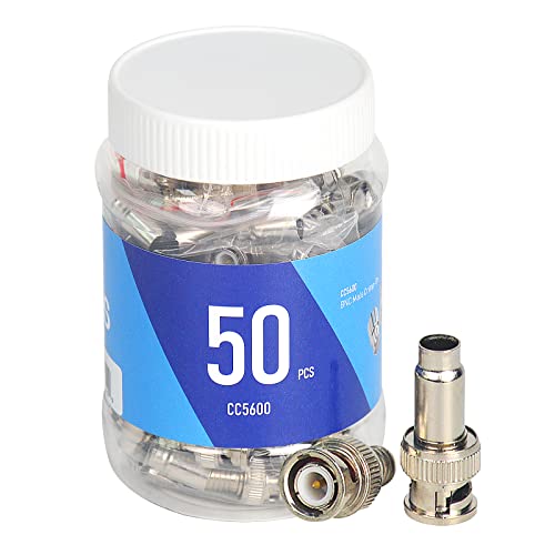 ENS BNC Male Crimp-On Connector 2 Piece Set Coax RG 59 Connector Perfect for Professional CCTV Security Surveillance System 50 PCs