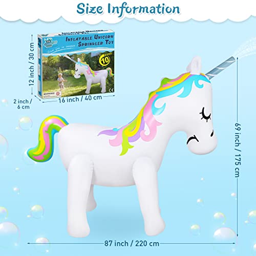 Tounature Inflatable Summer Unicorn Water Spray Toy 220 x 175 cm Giant Yard Sprinkler Inflatable Water Toy for Summer Yard Lawn Outdoor Play Party Decorations - Thumbnail 2