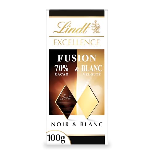 Lindt - Tablette EXCELLENCE Noir 70% Cacao & Blanc - Fusion de Chocolat Noir & Blanc, 100g