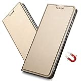 MRSTER Huawei Y5 2018 Hülle, Honor 7S Tasche Leder Schutzhülle, Handyhülle mit Magnetverschluss, Standfunktion & Kartenfach für Huawei Y5 2018 / Honor 7S. DT Gold