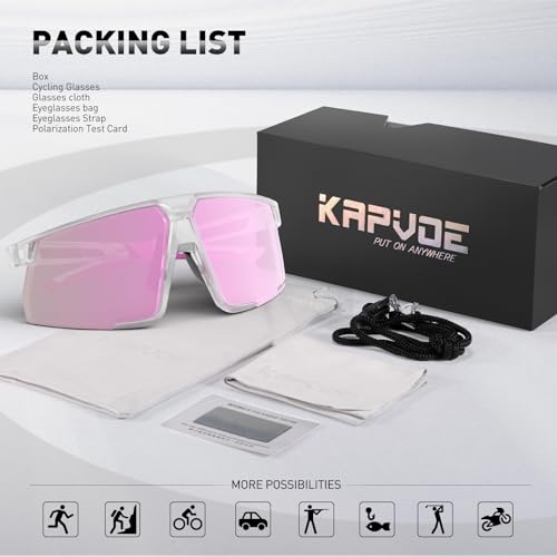 KAPVOE Polarized Cycling Glasses Sports Sunglasses Women Men Bicycle MTB UV400 Protection Running Mountain Bike Baseball Biking Goggles Riding BMX Fishing Running Riding Golf Driving Softball 13 — view 5