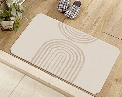 Retro Minimalist Abstract Boho Beige Mid Century Rainbow 30 X 17 Inches Door Mat Entryway Doormat,Front Door Entrance Outdoor Porch Bohemian Home Decor,Housewarming Gifts,Boho Lover Girl Woman Gifts #TOP1