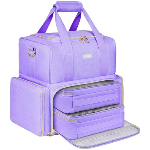 Organizador de esmalte de uñas para 80 botes y lámpara, maletín portátil con bolsas
