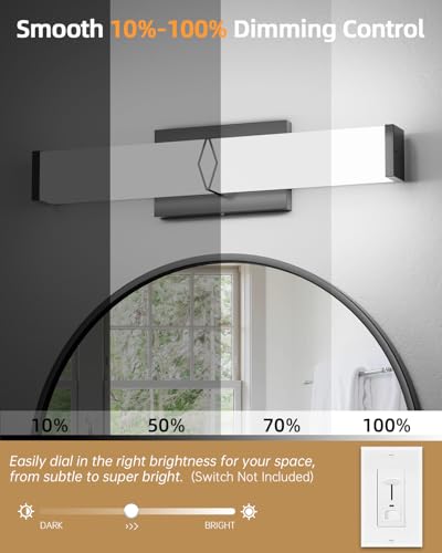 Image of Bathroom Light Fixtures Over Mirror,16inch Modern Vanity Lights for Bathroom,20W 2000lm Dimmable LED Vanity Light Bar,Black Vanity Lighting Fixtures,5700K Cool White,ETL Certified
