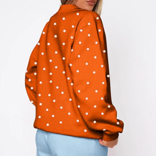 Polka Dot Sweatshirts for Women Fleece Oversized Crewneck Pullover Tops - image 5