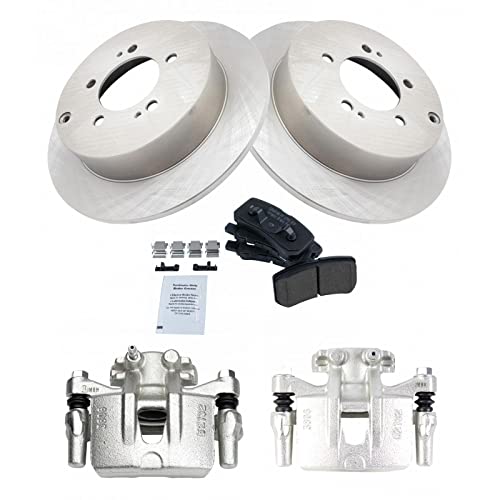 Image of TRQ Rear Brake Pad and Rotor Set Ceramic Solid Rotors Calipers | For 2009-2011 Mitsubishi Lancer 2008-2013 Outlander