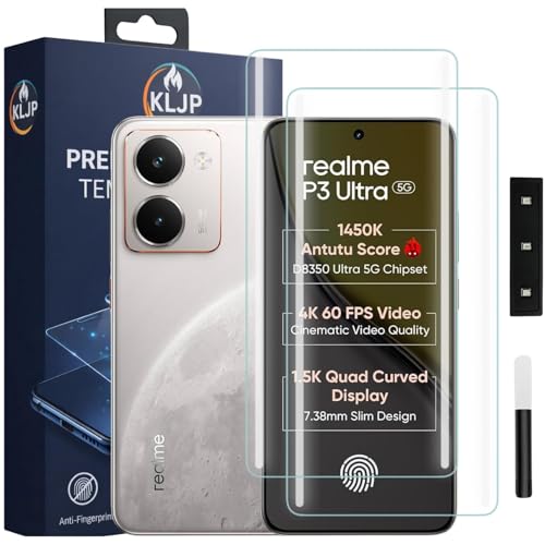 Image of Advance HD+ UV Tempered Glass Screen Protector For Realme P3 Ultra 5G (Pack 2) Full Adhesive UV Curved Screen Protector Case Friendly HD Clarity with Installation Kit