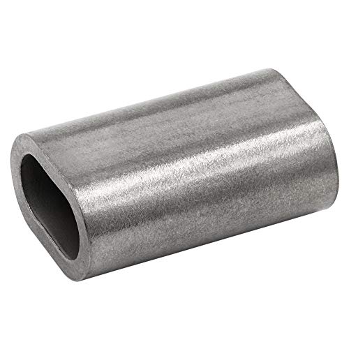 Swage Right MIL-SPEC Stainless Steel Swage Sleeves Clip & Ferrules (3/16 inch) – Oval Duplex Wire Rope Cable Crimping Loop Fittings (Pack of 10)