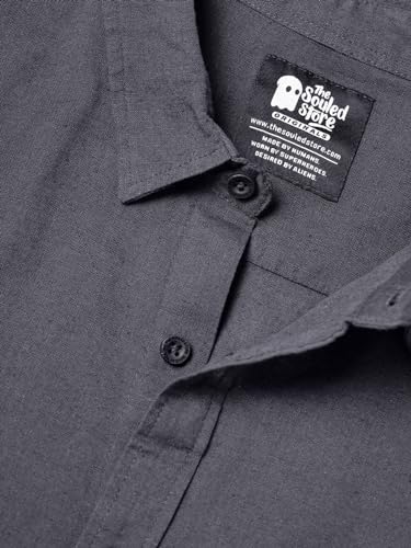 Image of The Souled Store Solid Linen: Beige Color Men and Boys Regular Outdoor Fit Full Sleeve Collared Neck Spread Collar Casual Wear Stylish Comfortable Premium Elegant Cotton Shirts