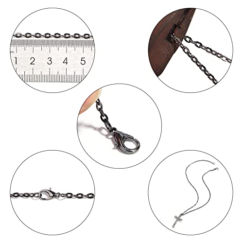 Forise 30 Feet Necklace Chains 3Mm Cable Links Black Chain For Diy Jewelry Making, Bracelet Necklace Making Chains Set With 20Pcs Lobster Clasps 50Pcs Jump Rings #TOP2