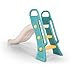 DOLU: Junior Slide - Green-Yellow-White - Indoor-Outdoor Toy, 2 Step Handrail Ladder, Plastic Playground Equipment, Backyard Activity, Kid-Toddlers 2+