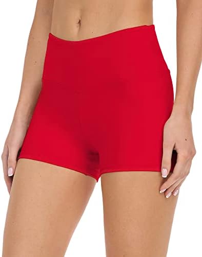 ATHVOTAR High Waisted Spandex Shorts for Women, Booty Workout Yoga Biker Shorts (3" Red,M)