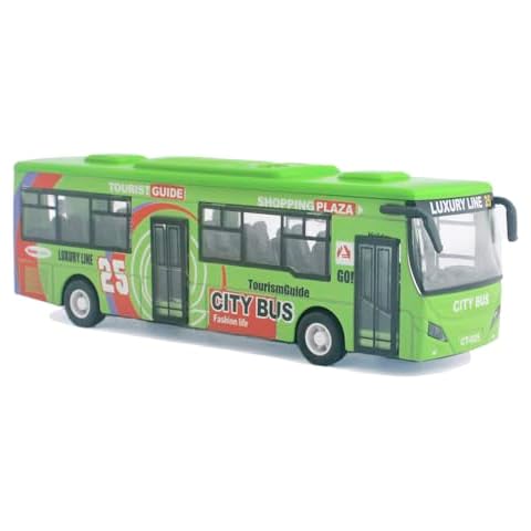 Ailejia City Bus Toy Die Cast Pull Back Buses Vehicles Mini Car Diecast Model Car Toys Lights and Music (Green) Cover