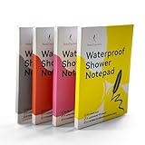 4-Pack Waterproof Notepad for Shower – Stone Paper Waterproof Shower Notepad Set in 4 Colors – 100 Pages Each with Pencil – Residue-Free Adhesion – Shower Thoughts Notepad, Works on Uneven Surfaces
