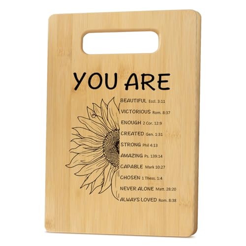 ZuEiiDop Christian Cutting Board Gifts for Women Sunflower Kitchen Housewarming Gifts Prayer Faith Religious Spiritual Bible Gifts for Women Valentines Mothers Day Birthday Gift for Her Kitchen Lovers